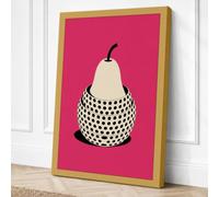 Pear in Polka Dots Retro Canvas Wall Art Print 24x16 Inch | Ready to Hang, Gallery Wrapped, Fade-Resistant Inks, Securely Packaged, UK Made