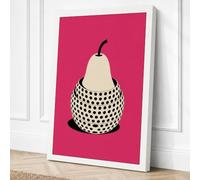 Pear in Polka Dots Retro Canvas Wall Art Print 30x20 Inch | Ready to Hang, Gallery Wrapped, Fade-Resistant Inks, Securely Packaged, UK Made