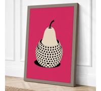 Pear in Polka Dots Retro Canvas Wall Art Print 30x20 Inch | Ready to Hang, Gallery Wrapped, Fade-Resistant Inks, Securely Packaged, UK Made