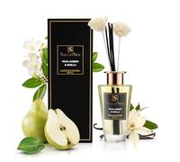 Pear, Jasmine & Vanilla | Reed Diffuser 200ml | 33% Premium Fragrance Oil | Luxury Inspired by Black Opium | Long Lasting Home Fragrance | 8 Reeds & 2 Decorative Flowers | Giftable Aroma Diffuser