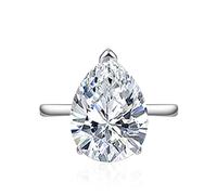 Pear Shape 3.5 CT Statement Teardrop Pear Shape Solitaire Halo Engagement Ring for Women Cubic Zirconia Plated 925 Silver Promise Bridal Fake Diamond Birthday Stone Topaz Pink Gem Cuff Ring (White)