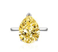 Pear Shape 3.5 CT Statement Teardrop Pear Shape Solitaire Halo Engagement Ring for Women Cubic Zirconia Plated 925 Silver Promise Bridal Fake Diamond Birthday Stone Topaz Pink Gem Cuff Ring (Yellow)