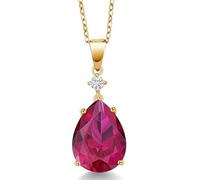 Pear Shape Ruby Pendant Necklace in 925 Sterling Silver - Red Ruby Pear-Cut Pendant for Women, Classic Birthstone Jewelry Gift with Chain