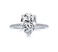 Pear Shape Teardrop Pear Shape Solitaire AAA CZ Engagement Ring For Women 1MM Band Cubic Zirconia .925 Sterling Silver