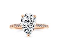 Pear Shape Teardrop Pear Shape Solitaire AAA CZ Engagement Ring For Women 1MM Band Cubic Zirconia Rose Gold Plated .925 Sterling Silver