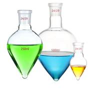 Pear Shaped Boiling Flask Borosilicate Glass Recovery Flask with 24/29 Joint,Strong stability,Low expansion coefficient,High transparency (250ml)