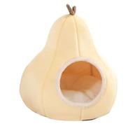Pear Shaped Cat Bed, Warm Semi-Enclosed Pet House for All Seasons, Cozy Plush Sleeping Nest for Indoor Cats & Small Dogs(Yellow,37x50cm)