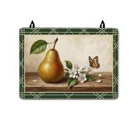 Pear Stove Top Cover for Electric Stove, Rustic Natural Butterfly Blossoms Spring Green Washable Waterproof Oven Top Cover for Electric Kitchen Countertop Decor 28x20 Inch