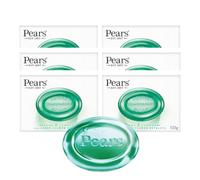 Pear Transparent Green Soap Bar 125g - 6xPack- Pure & Gentle Glycerin-Based Soap with Natural Oils- Iconic Herbal Fragrance- Mild & Moisturising Cleanser for Face and Body- Ideal for Sensitive Skin
