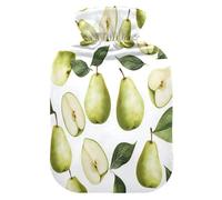 Pear with Leaf Hot Cold Water Bottle with Fleece Cover PVC Hot Water Bag 1 Liter
