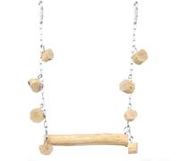 Pear Wood Bird Swing 27x15cm Chewable for Small to Medium Birds | Smooth grip bar with metal chain and spring clip for secure cage hanging chemical-free wood encourages beak trimming