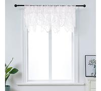 PearAge Ruffled Voile Semi Sheer Curtain Valance, Kitchen Living Room Shabby Chic Ruffle Valance Curtains, Girls Daughters Bedroom Cascade Window Valance Ivory 50x16 Inches