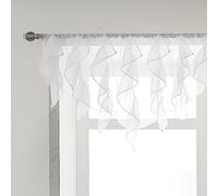 PearAge Ruffled Voile Semi Sheer Curtains, Kitchen Living Room Shabby Chic Ruffle Curtains, Girls Daughters Bedroom Cascade Window Valance 52x26 Inches (White-Triangle)