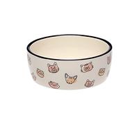 Pearhead 2-Cup Ceramic Cat Bowl - Cute Cat Face Water & Food Dish, Wide Shallow Whisker-Friendly Design for Kittens & Small/Medium Cats, Heavy Non-Slip Pet Feeding Bowl