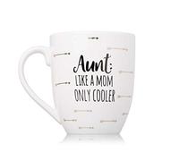 Pearhead Aunt: Like a Mom Only Cooler Ceramic Mug, Best Aunt Gifts, Gifts for Aunts, Coffee Mug, White