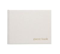 Pearhead Baby Shower Guest Book, Gender Neutral, Ivory Linen with Gold Print