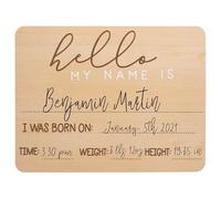 Pearhead Baby Welcome Sign, Gender-Neutral Hello Baby Arrival Photo Prop, Birth Stats Board Photo Prop, Wood