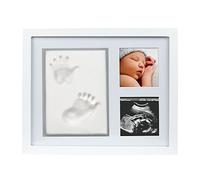 Pearhead Babyprints Newborn Baby Handprint and Footprint Photo Frame Kit, No Bake Clay, Newborn Baby Registry Must Haves, Baby Shower, White, White