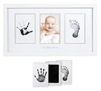 Pearhead Babyprints Newborn Baby Handprint and Footprint Photo Frame Kit with Included Safe for Baby Clean-Touch Ink Pad, White, Memorable Christening Keepsake, Gift for Any New Mum