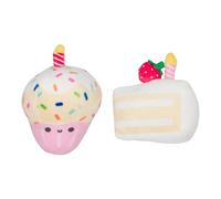 Pearhead Birthday Cake Cat Toy Set, Stuffed Birthday Cake and Cupcake Cat Toys with Catnip and Squeakers, Interactive Fun Kitten Toys, Perfect Pet Owner Birthday Gift, Ideal for Cat Lovers, Set of 2