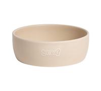 Pearhead Ceramic Woof Dog Bowl, Holds 3 Cups, Neutral Taupe Non-Skid Stoneware Pet Feeding Dish, Microwave and Dishwasher Safe, Medium