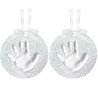 Pearhead Christmas Baby's First Handprint or Footprint Ornament Kit, Holiday Newborn Gift, Easy No-Bake DIY Babyprints Clay Kit, Christmas Baby Keepsake Gift, Glitter (Pack of 2)