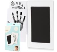 Pearhead Clean-Touch Baby Ink Pad, No Mess Clean-Touch Ink Pad with Imprint Cards, Safe for Skin, Perfect DIY Handprint and Footprint Keepsake for Family - Black, Medium/Large