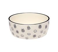 Pearhead Dog Faces Pattern Ceramic Pet Bowl, Holds 9 Cups, XL Water and Food Dish, Microwave and Dishwasher Safe, Large