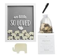 Pearhead Elephant Token Frame, Little Wishes Signature Baby Shower Guestbook Alternative, Pregnancy Keepsake for Soon to be Moms, Gray and White