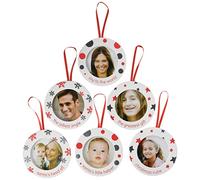 Pearhead Family Tree Ornament Set, Includes 6 Festive Christmas Holiday Ornaments, White