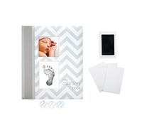 Pearhead First 5 Years Chevron Baby Memory Book with Included Clean-Touch Baby Safe Ink Pad to Create Baby's Handprint or Footprint, Keepsake Milestone Journal, UK English Version, Grey