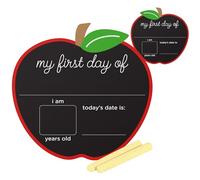 Pearhead First and Last Day of School Photo Sharing Reversible Chalkboard Sign, Apple Shaped, The Perfect Back to School Chalkboard Sign to Commemorate The First Day of School
