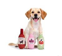 Pearhead Pet Plush Beer, Wine & Rose Dog Squeaker Toys, Novelty Dog Toys, Gift For Pet Parents, Set of 3 Toys