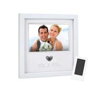 Pearhead Wedding Keepsake Photo Included Clean Touch Ink Pad, Wood, Mr. and Mrs. Thumbprint Frame, 1.75 x 20.6 x 20.6 cm