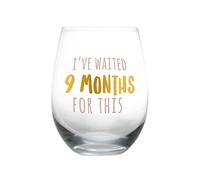 Pearhead I’ve Waited 9 Months for This Stemless Wine Glass, New Mum, Mother’s Day Gift, Gift for New and Expecting Mums, Pink and Gold, 16 oz