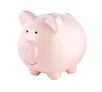 Pearhead Large Ceramic Piggy Bank, Light Pink, Ideal for Boys and Girls, Kids Money and Coin Bank, Perfect Baby Boy Nursery Décor, Great Gift and Newborn Keepsake