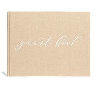 Pearhead Linen Beige Wedding Guest Book with White Script, Elegant Wedding, Rustic Wedding, Simple Wedding Décor, Bridal Shower Gift, Ivory