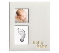 Pearhead Linen Memory Book for Baby Boy or Girl, First 5 Year Baby Book, Monthly Milsetone Scrapbook and Photo Album, My Baby Book