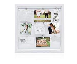 Pearhead Mr. & Mrs. Wedding Memories Clip Collage Frame, Perfect for Bridal Shower or Wedding