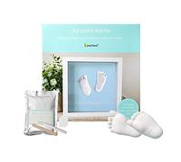 Pearhead Newborn Handprint or Footprint Impression Frame, DIY Casting Kit, Baby Girl or Boy Keepsake, Blue or Pink Mat