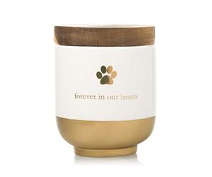 Pearhead Pet Ceramic Forever in Our Hearts Urn, Pet Memorial, Gold Pet Urn, Memorial For Dog or Cat