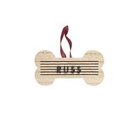 Pearhead Pet Letterboard Bone Holiday Christmas Tree Ornament, Pet Owner Christmas Keepsake, Wood with Buffalo Check Hanging Ribbon