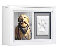 Pearhead Pet Memory Box & Urn - Solid Wood, White Finish, Personalized Keepsake with Clay Paw-Print Kit & 4" × 6" Photo Frame - Holds Ashes, Collars, Special Toys & Memories