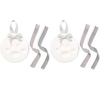 Pearhead Pet Paw Print Keepsake Ornament Kit - DIY Hanging Clay Keepsake for Dogs & Cats, Pet's First Christmas Ornament, Customized Family Ornament, 3 Ribbons (Pack of 2)