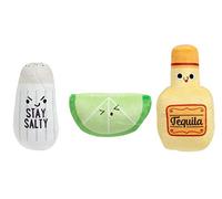 Pearhead Pet Plush Tequila Shots Dog Squeaker Toys, Salt Tequila And Lime Dog Toys, Novelty Gifts For Pet Parents, Set of 3 Toys
