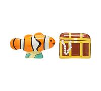 Pearhead Under The Sea Salt and Pepper Shaker Set, Fish and Treasure Chest Salt and Pepper Shakers, Kitchen Accessories, Aluminium Shakers