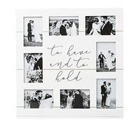 Pearhead Wedding Shiplap Collage Frame, to Have and to Hold Newlywed Gift, Rustic Home Decor, Large, Distressed White