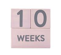 Pearhead Wooden Baby Age Milestone Blocks, Keepsake Baby Photo Prop for Social Media Sharing, New Parents Gifts, Baby Educational Toy Blocks, Pink, Set of 3 Blocks