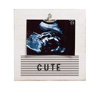 Pearhead Wooden Letterboard Baby Keepsake Clip Photo Frame, Includes 180 Letters, Pregnancy Announcement Sign, Baby Reveal Photo Prop, Distressed White