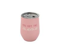 Pearhead You Got This Mama Stainless Steel Tumbler with Press-in and Slide Locking Lid, Cute Motherhood Stemless Wine Glass Mug, Mother's Day Gifts, 12oz